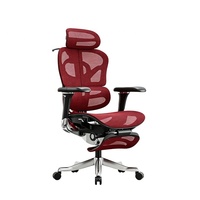 Chaise de bureau ergonomique pivotante en maille respirante avec repose-pieds, chaise d'ordinateur inclinable en tissu moelleux avec support lombaire à trois zones
