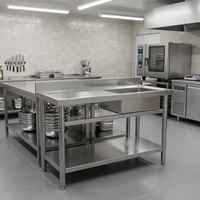 RVS spoelbaktafel 304 voor professionele keukens met afvoergoot voor hotels en catering