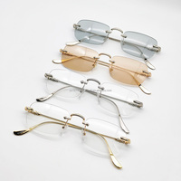 Lunettes optiques sans monture carrées en métal cuivre Taizhou RD-OS02, lunettes correctrices unisexes, lunettes de lecture flexibles, vente en gros