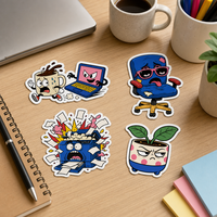Autocollants personnalisés pour employés de bureau, dessins animés amusants, mèmes anthropomorphes, vinyle découpé, imperméables, autocollants adhésifs pour employés
