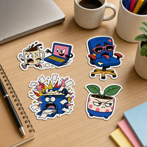 Autocollants personnalisés pour employés de bureau, dessins animés amusants, mèmes anthropomorphes, vinyle découpé, imperméables, autocollants adhésifs pour employés - Product Image 4