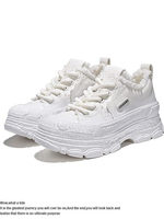 Chaussures de sport blanches épaisses de luxe, en cuir véritable, texture craquelée, plateforme épaisse, chaussures décontractées de rue, chaussures de mode