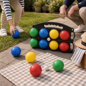 Ensemble <span class=keywords><strong>de</strong></span> <span class=keywords><strong>boules</strong></span> <span class=keywords><strong>de</strong></span> pétanque en plastique coloré avec sac <span class=keywords><strong>de</strong></span> transport, jeu <span class=keywords><strong>de</strong></span> <span class=keywords><strong>boules</strong></span> <span class=keywords><strong>de</strong></span> pelouse pour enfants et adultes - Product Image 3