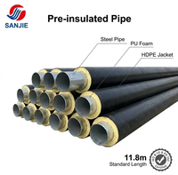 Tuyau en acier pré-isolé DN250 avec gaine en polyéthylène haute densité (HDPE) enveloppée de mousse de polyuréthane (PU) noire pour isolation thermique