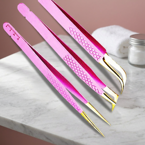 Pince à épiler en acier inoxydable ASAP pour extensions de cils, 10 mm, pointe lisse, emballage personnalisé avec logo, séparateur pour cils artificiels, rose - Product Image 3