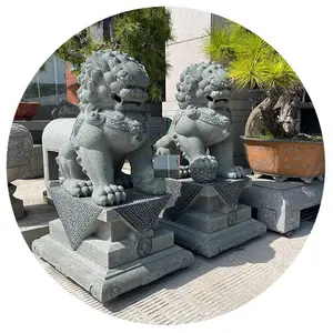 Large Chinese Style Granite Stone Beijing Lion Statue Animals Sculpture Marble Foo Dog For Outdoor Gate Decoration