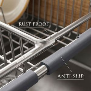 Escurridor de Platos Extensible de Acero Inoxidable para Encimera con Asa de Madera, Ajustable para Fregadero - Product Image 4
