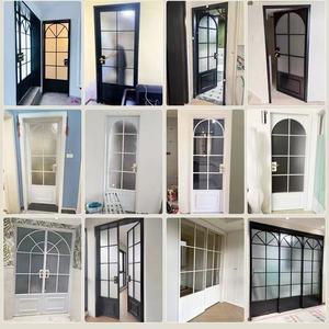 Portes françaises intérieures à grille blanche personnalisées, design moderne, <span class=keywords><strong>cadre</strong></span> en aluminium, double vitrage, portes battantes pour maisons - Product Image 5
