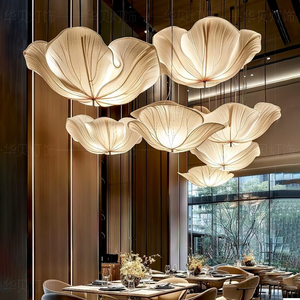 โคมไฟระย้ารูปบันไดแบบดูเพล็กซ์สไตล์จีนสำหรับห้องนั่งเล่นตรงกลางห้องรับประทานอาหารโลหะวิลล่าบ้านชาการออกแบบดอกบัวสำหรับห้องนั่งเล่น - Product Image 5