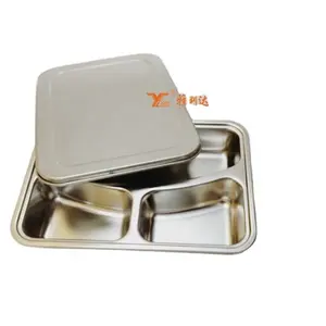 High Quality Steel abdeckung edelstahl 3 fach abendessen platte tablett mittagessen box