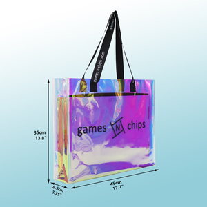 הולוגרפית יופי סיטונאי pvc tote מתנה מותאמת אישית כתף קניות נסיעות חוף תיק עמיד למים עם לוגו מודפס מותאם אישית - Product Image 1