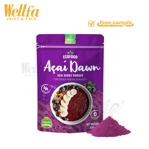 שקית מיילר עם סגירת רוכסן, ניתנת לשימוש חוזר, להדפסה בהתאמה אישית במפעל, 200 גרם/400 גרם, מאלומיניום, לאחסון תבלינים, תות, אסאי, אבקת פירות יער. - Product Image 2