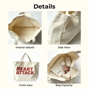 Sac fourre-tout en toile de coton à grande capacité avec logo personnalisé imprimé, bandoulière renforcée, sac à bandoulière quotidien pour jeunes filles, utilisation en voyage - Product Image 2