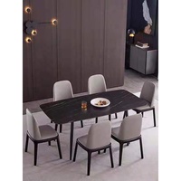 Vevor-ensembles de Table à manger de Restaurant de Style italien, design moderne en marbre, 6 chaises de luxe