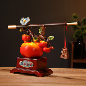 Figurine sculptée artistique en résine époxy de kaki pour la décoration de l'entrée du salon, cadeau de pendaison de crémaillère, cadeau de nouvelle maison - Product Image 2