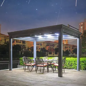 Satılık veranda mobilya takımı gazebo ile otel alüminyum bahçe çardağı LED açık alan su geçirmez projektör çadır