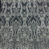 Tissu de dentelle de luxe perlé lourd tissu brodé de perles de paillettes pour robe de soirée de mariage cultivée