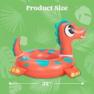 Ensemble de flotteurs gonflables pour piscine en PVC pour enfants, motifs tortue, dinosaure, lion de mer, diamètre 32 pouces, pour les tout-petits - Product Image 5