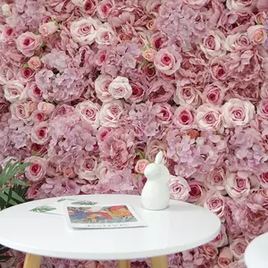 批发优质优质粉色绣球花玫瑰花墙板