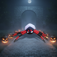 Décoration de jardin intérieure/extérieure pour fête d'Halloween avec lumières LED intégrées, modèle gonflable d'araignée drôle et effrayant