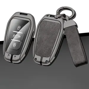 Zinc Alloy Leather Car Key Case Cover For DS 4S 5 3 7 Crossback DS3 DS5 DS7 Smart Keyless Entry Car Custom Logo Accessories-