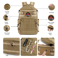 Sac à dos tactique camouflage Oxford grande capacité 45L étanche Lupu LP2145 avec fermeture éclair et cadre interne ergonomique