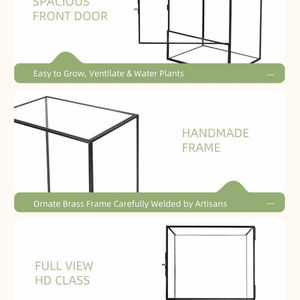 Terrarium en verre d'intérieur, designs géométriques, conteneur en laiton polygone, décoration moderne, pot de fleurs écologique pour plantes succulentes, <span class=keywords><strong>fougères</strong></span> et plantes aériennes - Product Image 5
