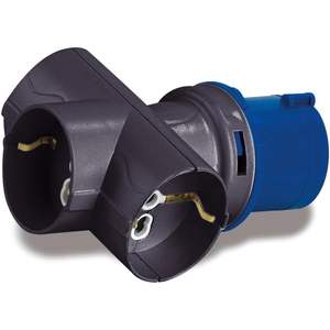Adaptador Industrial Rosi 2P+T 16A, Enchufe con 3 Tomas Schuko 10/16A 230V, Plástico, Conexión a Tierra Estándar - Product Image 1