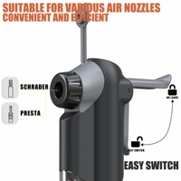 Pompe à vélo de montagne mini BAIMEI en acier, haute pression, avec manomètre et valve Schrader, pompe à air manuelle pour cyclisme
