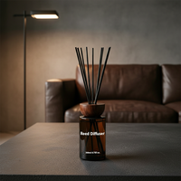 Diffuseur de parfum en verre ambré de luxe avec bouchon en bois |   Diffuseur d'arômes frais longue durée 200 ml, sans BPA, sans alcool, pour la maison, le bureau, la décoration d'hôtel