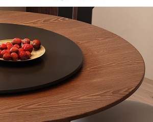 Mesa de comedor redonda de lujo sencilla clásica al por mayor con tapa de madera y con un pequeño tocadiscos mesa de comedor de nogal Cena - Product Image 6