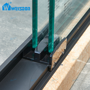 Weisdon giá thấp Matte Đen phòng tắm đôi trượt khung nhôm Tempered Glass vòi hoa sen cửa - Product Image 4