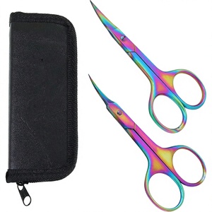 Wholesale Stainless Steel <b>Rainbow</b> Cuticle Scissors Extra Fine Curved Blade Professional Manicure Dead Skin Trimmer - Product Image 1