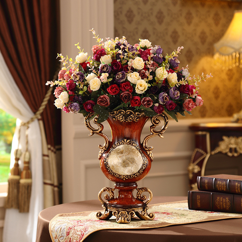 แจกัน + ดอกไม้6ชิ้น