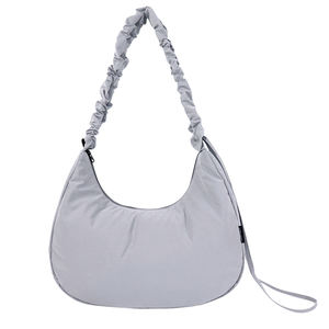 Gray Simple Fashion Single <b>Strap</b> <b>Shoulder</b> Bag Zipper Closure 7 Inch Lightweight Recycled Fabric Polyester SENDA Brand Daily Use - Product Image 1