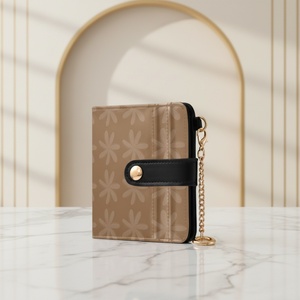 Hawaiian Tiare Flower Print Custom Credit Card Slots Card Holder Short Women <b>Wallet</b> PU Leather Zipper <b>Wallet</b> with Key Chain - Product Image 2