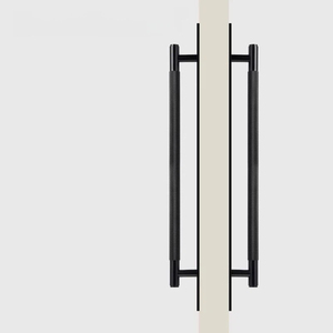 Knurled Solid Brass Large Pull Handles with Backplate Antique Brass Recessed Mount <strong>Door</strong> Pulls for Wardrobe Cabinet - Product Image 4