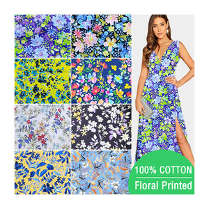 Tissu de chemise floral de popeline imprimé numérique personnalisé, vente en gros, tissu de mousseline de pelouse 100% coton par la cour pour vêtements - Product Image 1