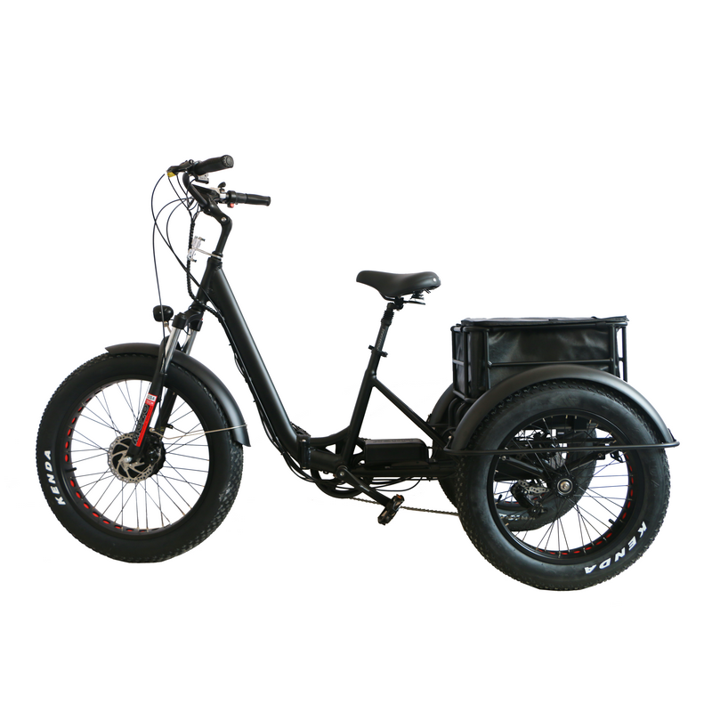 24インチ電動トライクファットタイヤ3輪500W電動三輪車大人用