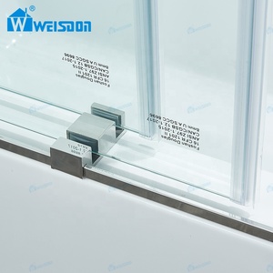 Porte de <span class=keywords><strong>baignoire</strong></span> chromée de haute qualité Double écran de douche <span class=keywords><strong>coulissant</strong></span> en verre trempé sans cadre - Product Image 3