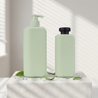 Botella Redonda Cuadrada con Tapa Abatible de PE Verde Claro para Champú y Gel de Ducha
