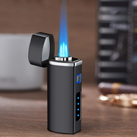 Briquet à gaz butane rechargeable en métal coupe-vent, à 3 flammes, pour cigarettes, barbecue, bougies, avec perforateur à cigares – Vente chaude