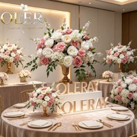 Nouvelle Composition Florale Artificielle Rose Blanche et Rose Poudré en Soie pour Centre de Table, Décoration de Table de Mariage, Vente en Gros Personnalisée