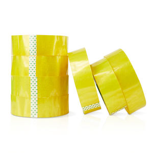 Ruban adhésif transparent jaune RUIQI BOPP sensible à la pression, 230 m <span class=keywords><strong>de</strong></span> long, 4,35 cm <span class=keywords><strong>de</strong></span> large, personnalisable, ruban d'emballage robuste - Product Image 1