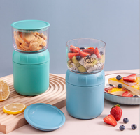 Boîte à lunch bento Double couche isolante en acier inoxydable 304, boîte à repas avec tasse pour céréales, style tendance