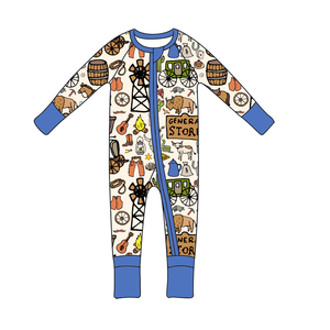 Maßgefertigte Farm-Print Bambus-Babykleidung Schlafanzüge Bambus-Baby-Reißverschluss-Strampler Kleinkind-Kinder-Einteiler Bambus-Baby-Pyjama - Product Image 3