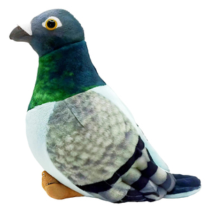 Jouet en peluche personnalisé en gros, oiseau réaliste de 8 pouces avec <span class=keywords><strong>plumes</strong></span> vertes et grises, jouet en peluche doux en forme de pigeon, cadeau <span class=keywords><strong>d</strong></span>'anniversaire pour enfants - Product Image 1