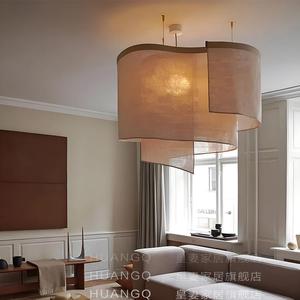 Lustres en tissu de forme ovale avec source de lumière LED pour les halls d'hôtels, luminaires pour villas - Product Image 1