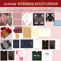 Invitations de mariage en papier vélin de qualité supérieure, personnalisées avec dorure à chaud, invitation de mariage en acrylique de luxe avec doublure d'enveloppe rose