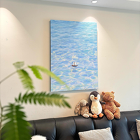 Peinture murale moderne en relief 3D sur toile, peinte à la main, paysage marin abstrait avec bateau, décoration pour salon et hôtel